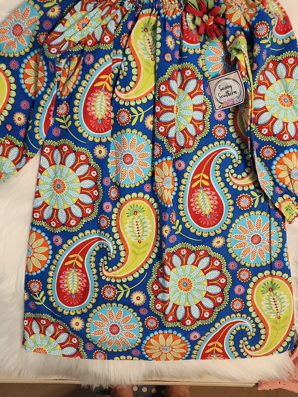 Colorful Paisley Floral Dress - Le' Za Me Brand - Girls Size 6 - Boutique Style